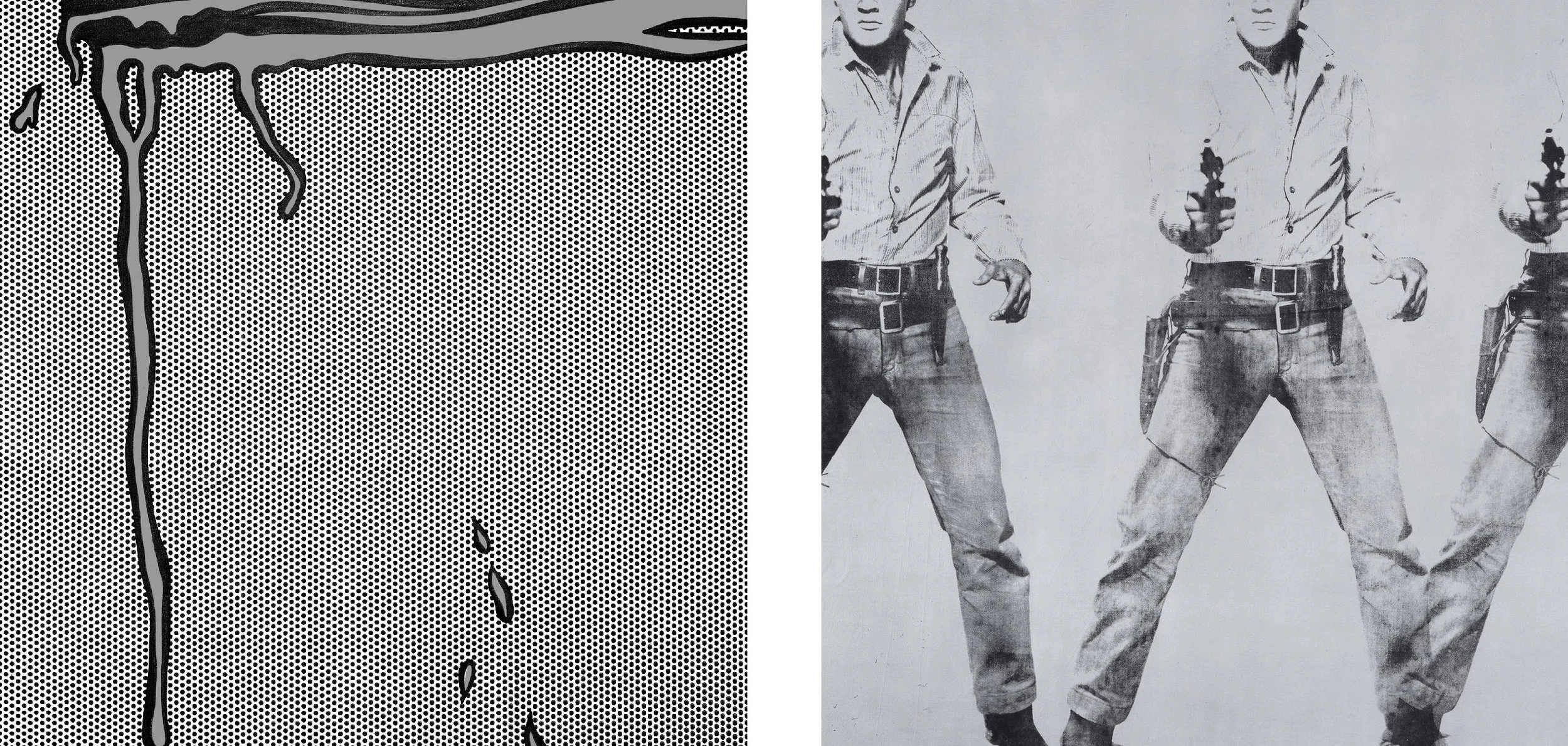 Brushstroke, Roy Lichtenstein, 1965 —— Triple Elvis, Andy Warhol, 1960