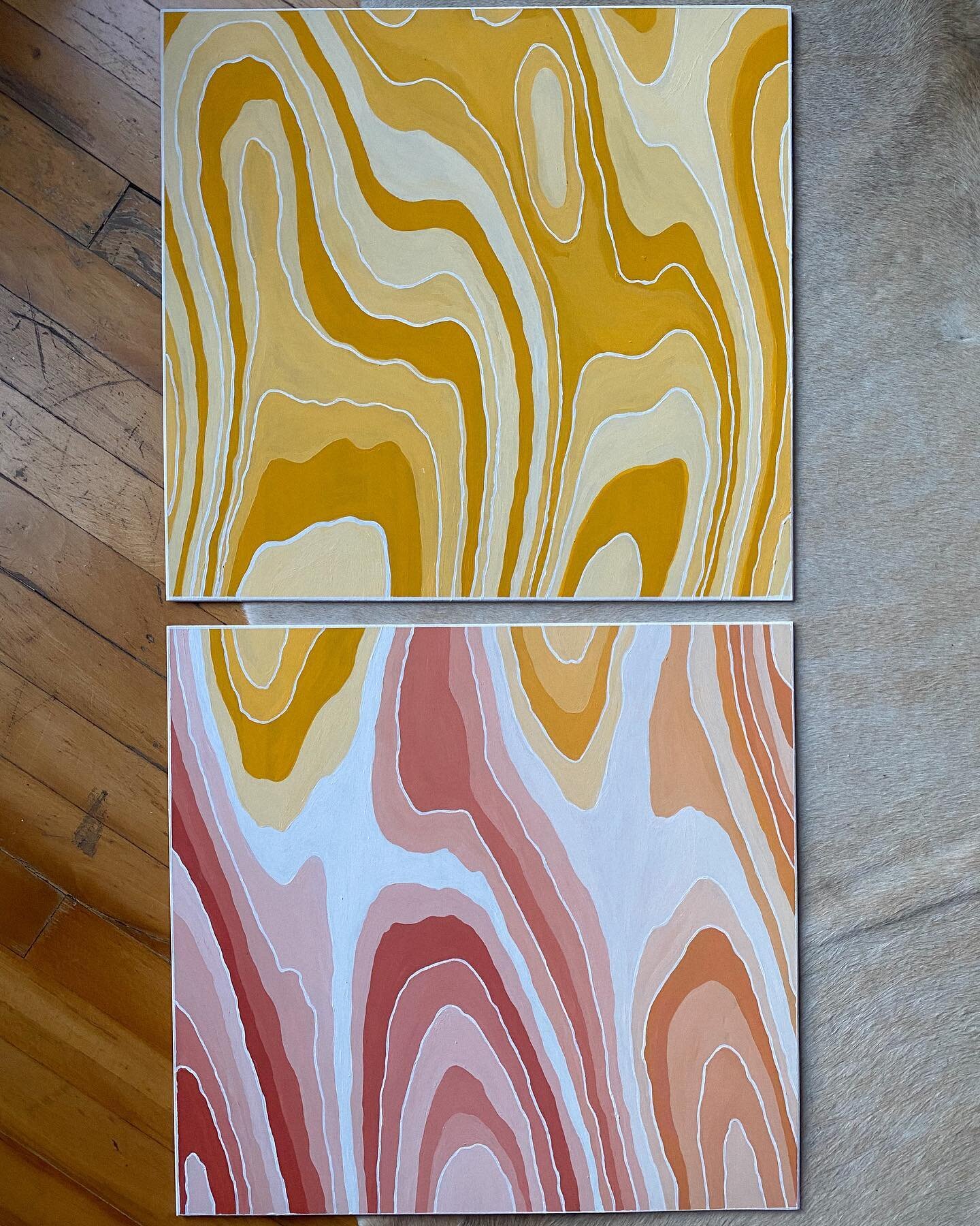 The first paintings I&rsquo;ve ever completely finished are for sale ☀️ these pieces made me fall in love with creating again
18x17&rdquo; acrylic paint on wooden panel
$200 each or $375 for both of them 💕
DM to purchase before I add to my site