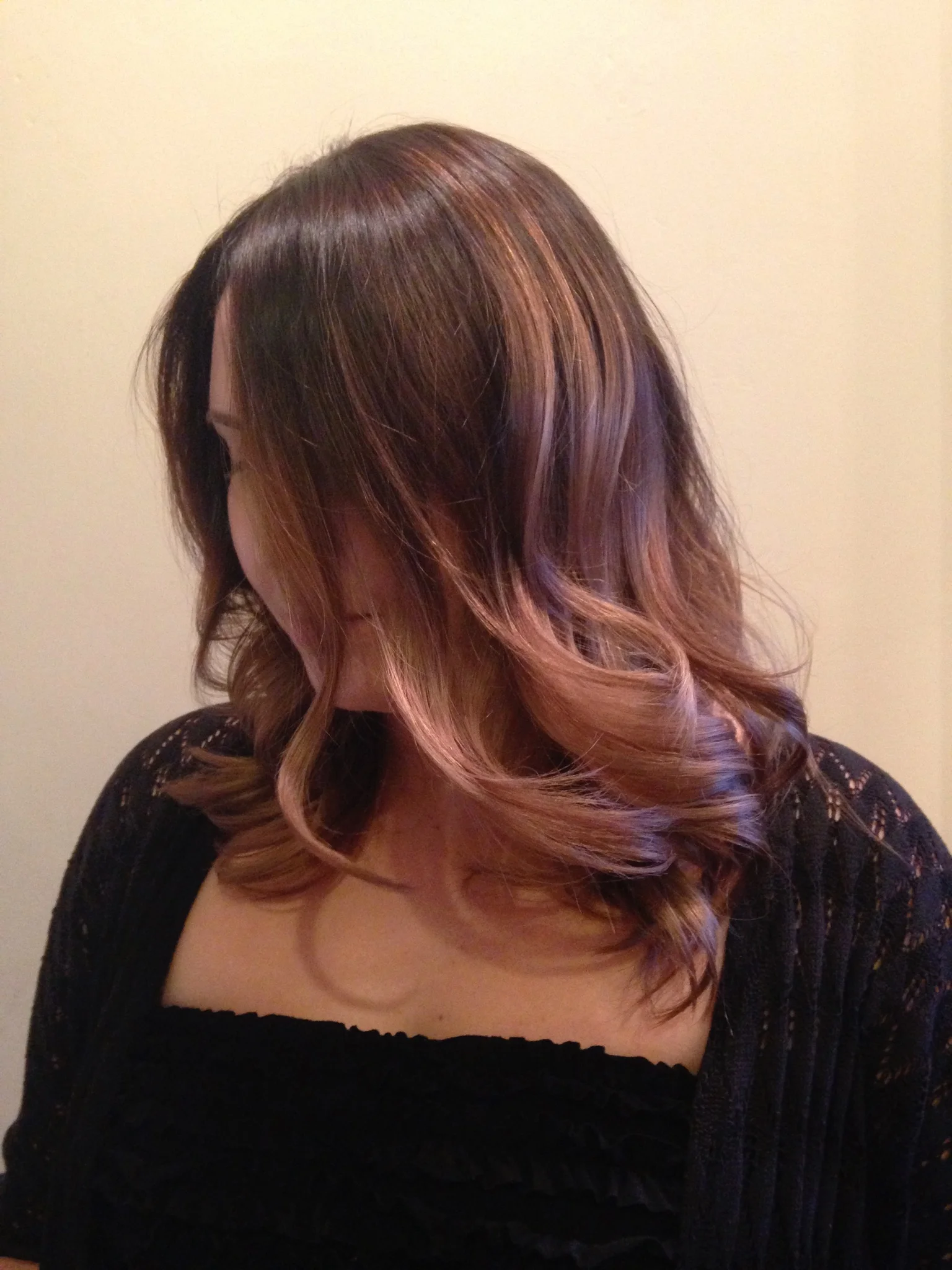 Dark Natural Brown Color With Balayage Highlights and Haircut