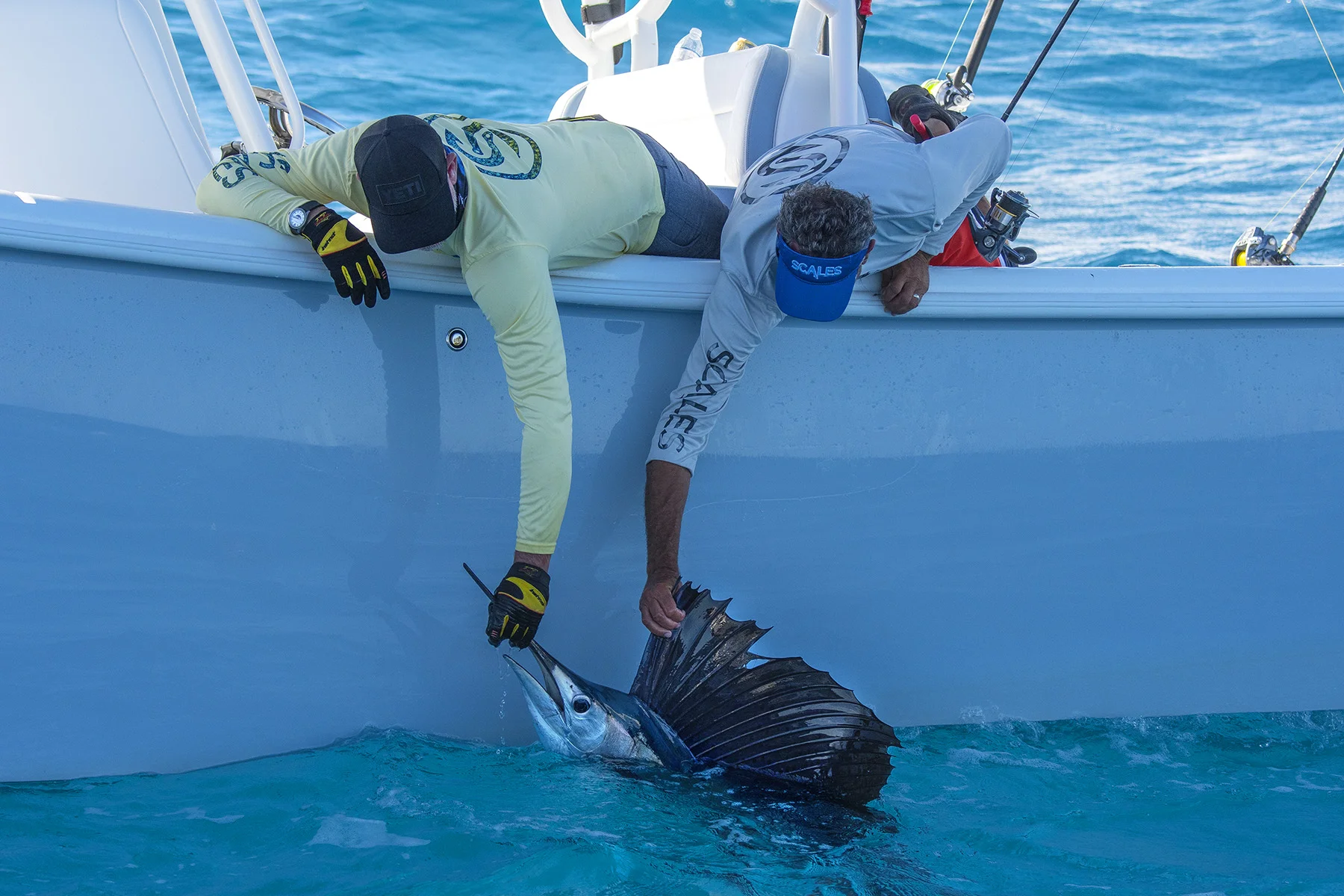 Captains Scott & Steve of Into The blue show off their Sailfish