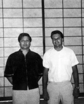 Ed Parker (age 35) and Richard Lee (age 26) in Lee's Castro Valley School - 1967