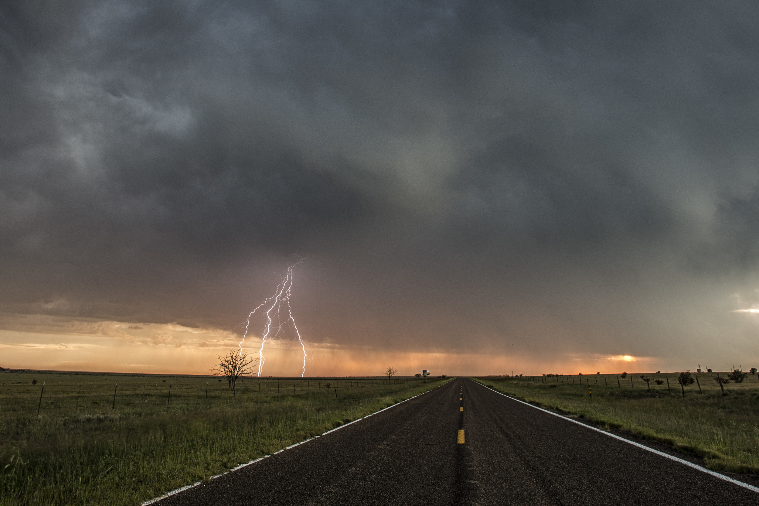 Lightning striking during a monsoon storm near Grady, New Mexico on August 17, 2013 