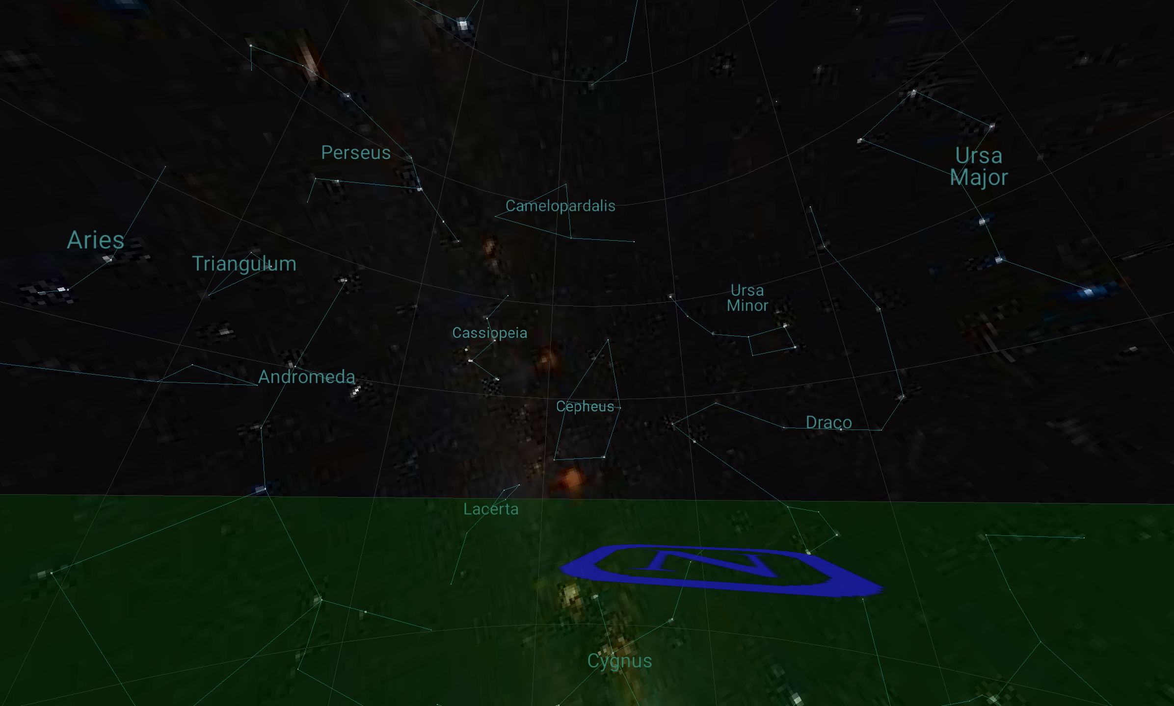 Planets screenshot showing horizon.