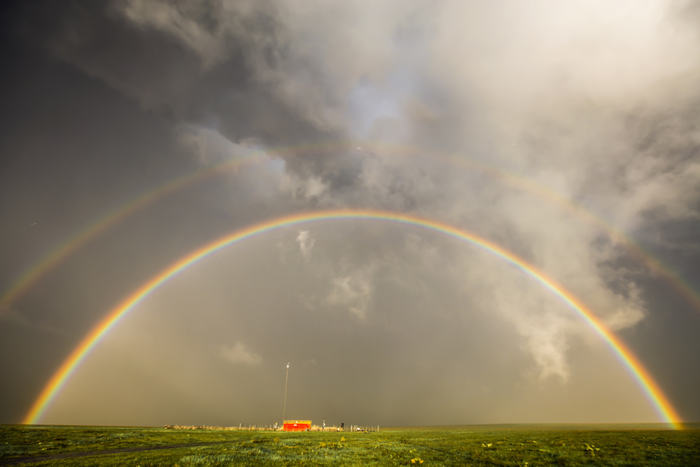 Double rainbow over Wallace, Kansas.