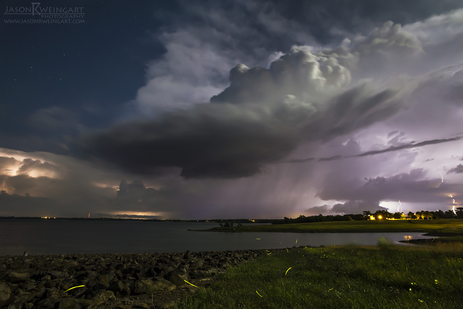 Supercell structure and fireflies over Smithville, Missouri. 