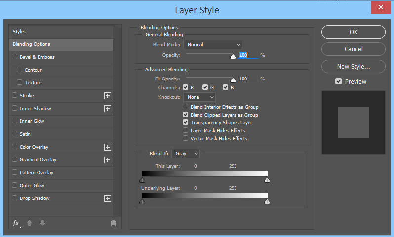 The Layer Styles Panel allows you to easily add effects to a layer.