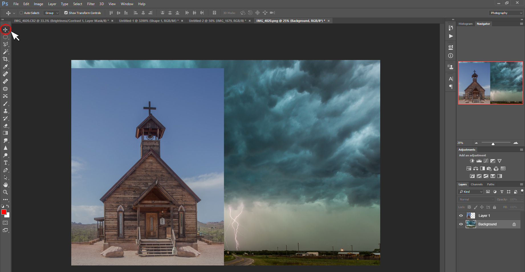 Click Images to Enlarge. Move Tool and Layers Example Screenshot