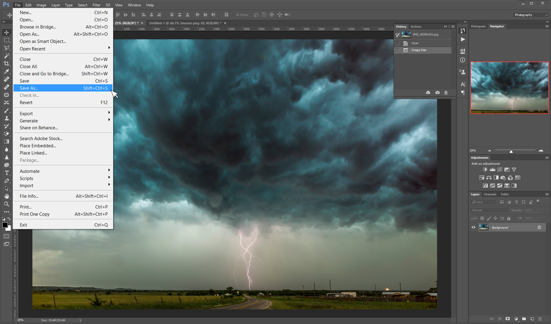 Save files using the Menu Panel. 