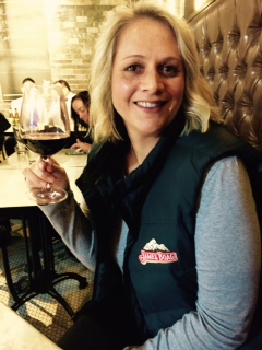 Cass enjoying the finer things in life - running & a glass of wine. 