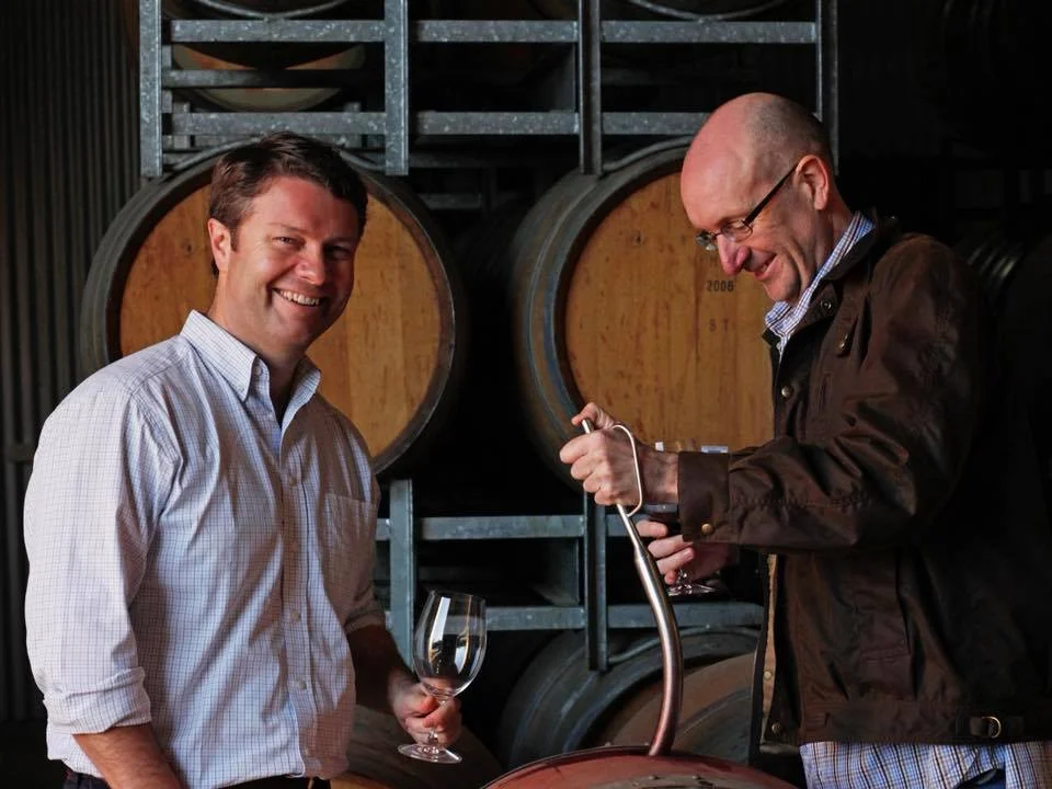 Mitchell Taylor checking the wine barrels 