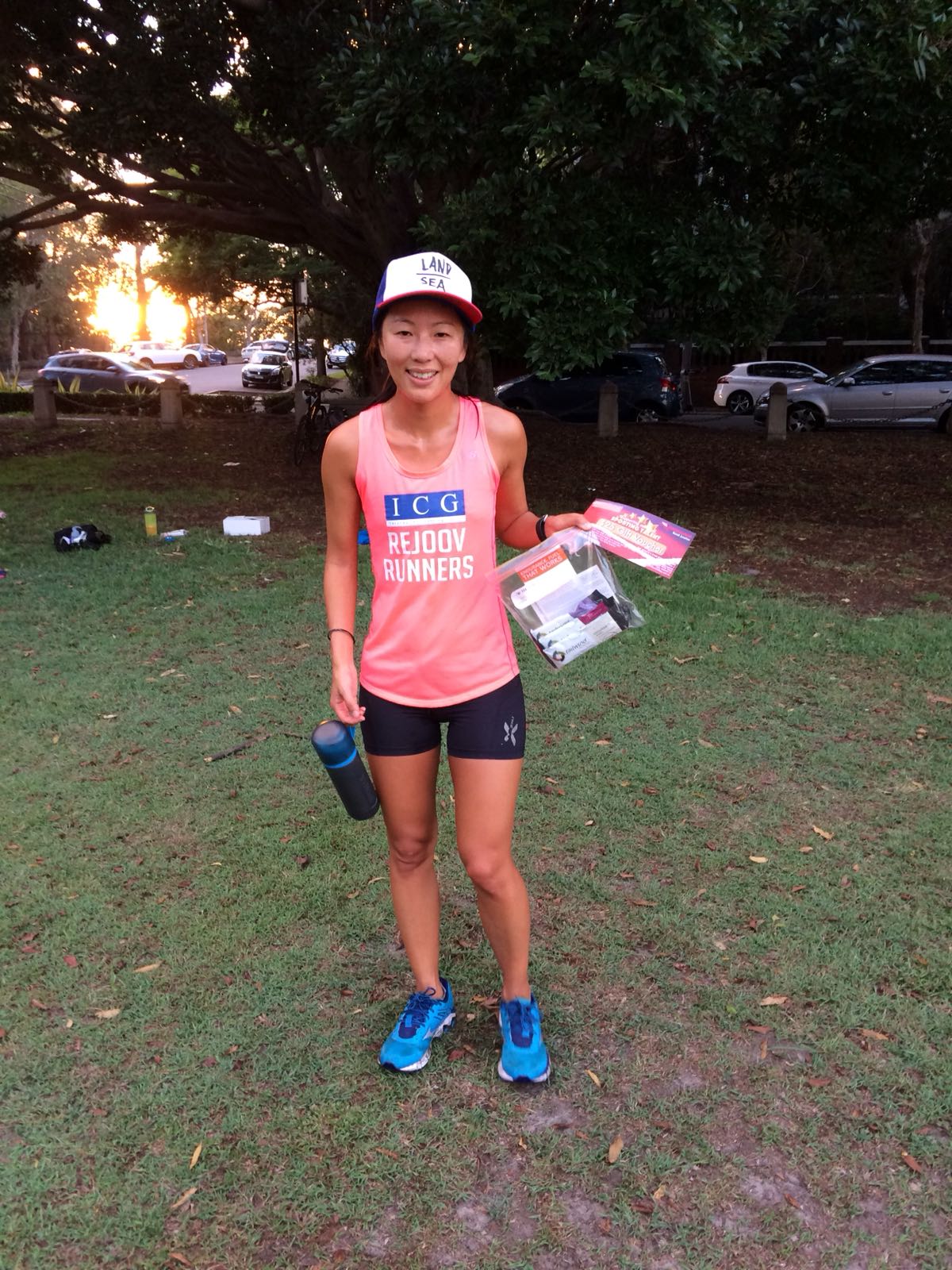 Rachel birds with runner of the month prizes from tailwind nutrition