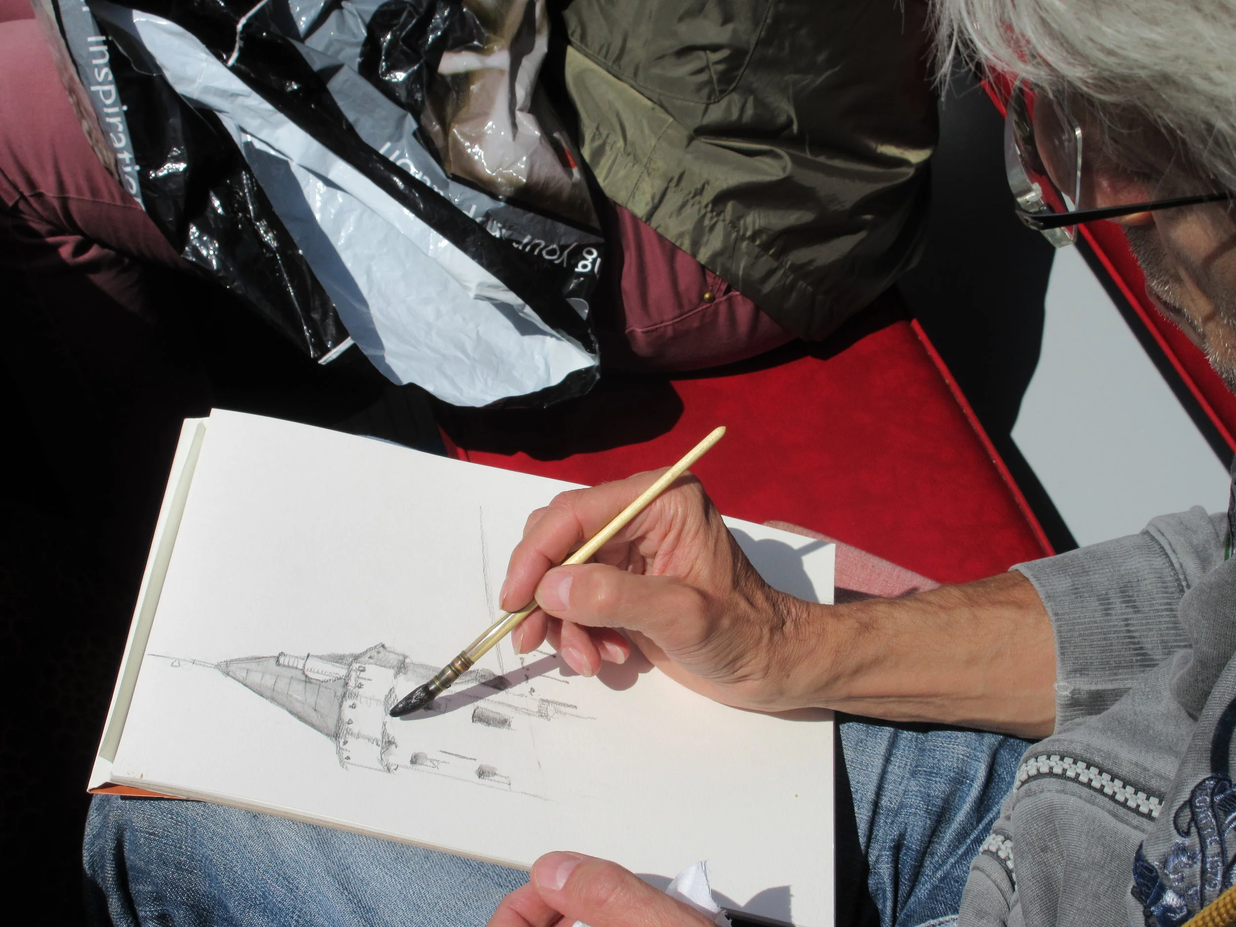 Schetsen in Amersfoort, vanaf de boot 