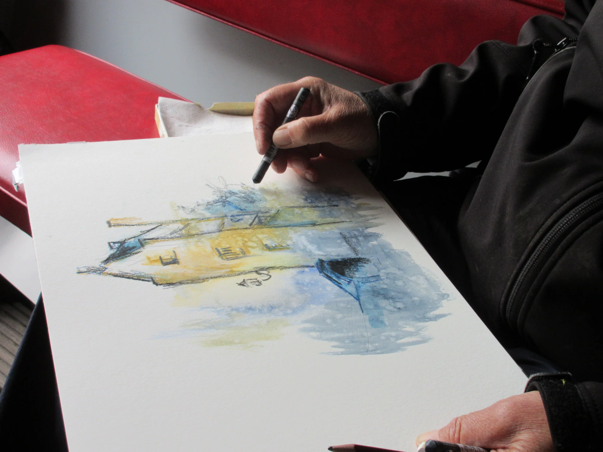 Schetsen in Amersfoort, vanaf de boot 