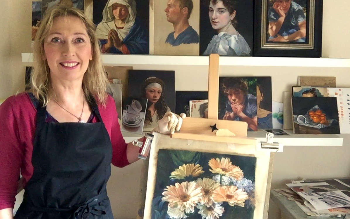 This photo shows you the scale of the painting.