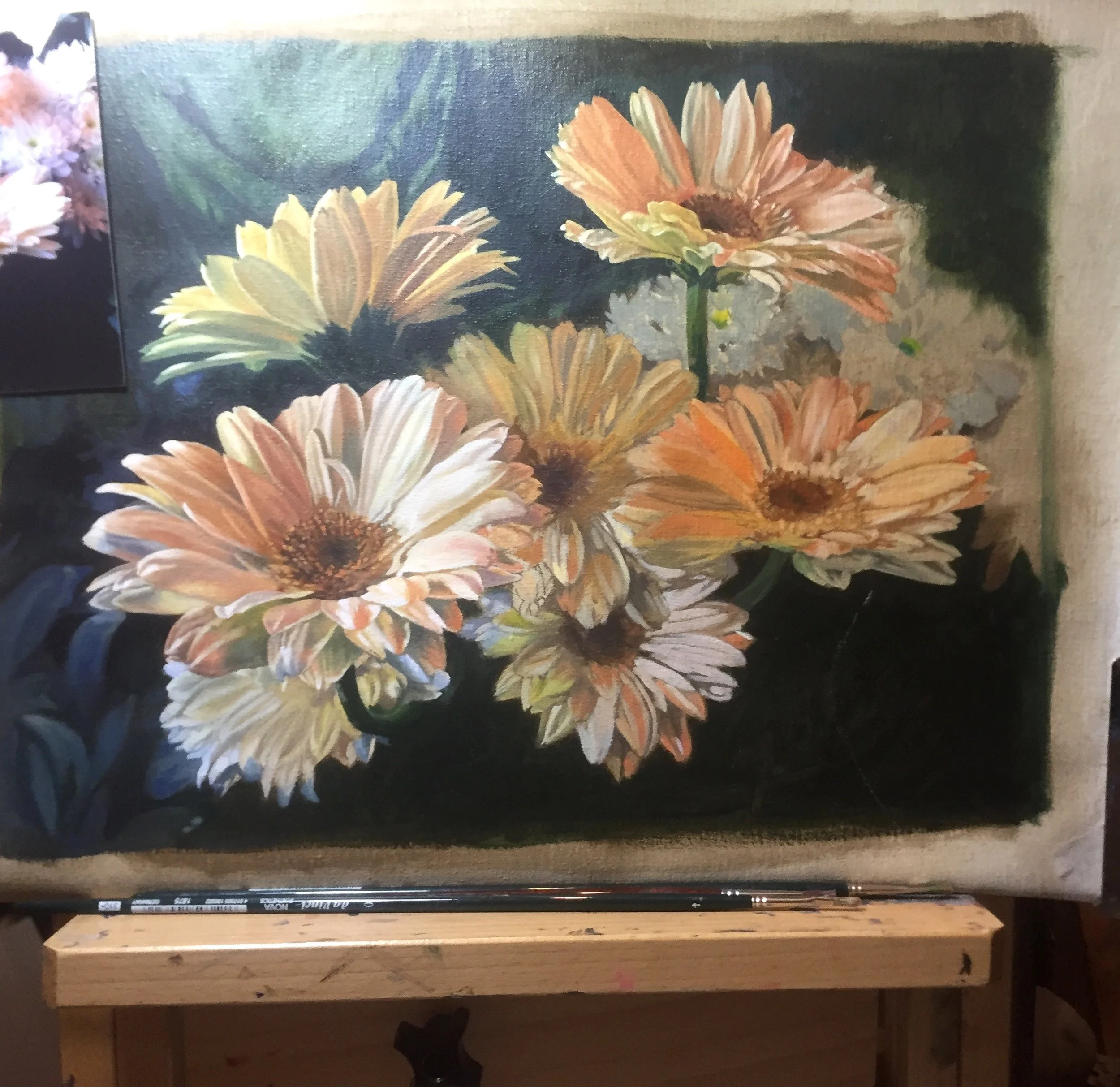 Daisies on the left show the second layer 