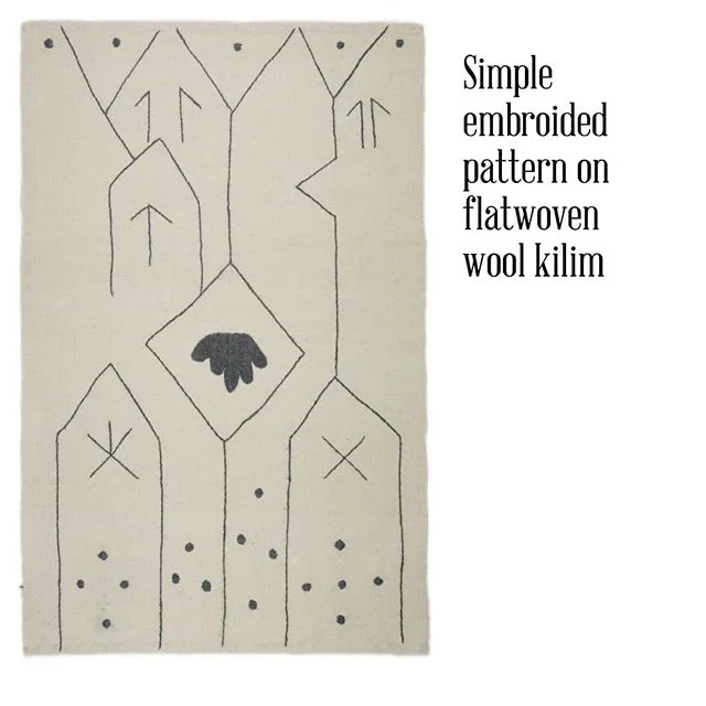 We love this mix of Scandinavian and Moroccan style. Simple natural material, pure soft wool, monochrome pattern applyed with hand embroidery.
.
.
. 
#munahome #woolrug #handwoven #ecofriendly #sustainableliving #slowdesign #homedecor #washablerugs #