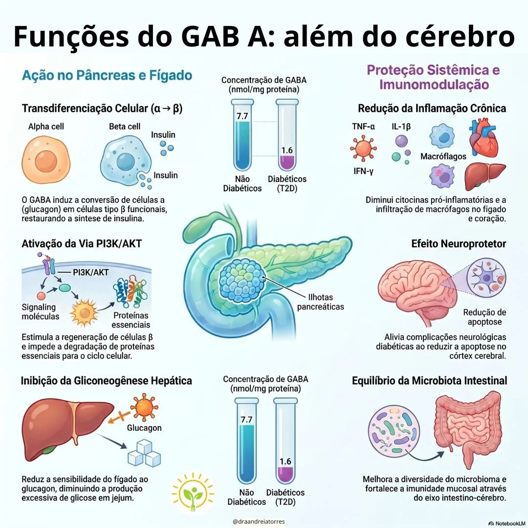🧠 GABA: Muito al&eacute;m de um simples "calmante" para o c&eacute;rebro!

Voc&ecirc; sabia que o GABA (&aacute;cido &gamma;-aminobut&iacute;rico) n&atilde;o atua apenas na sua mente, mas &eacute; um verdadeiro maestro sist&ecirc;mico que 