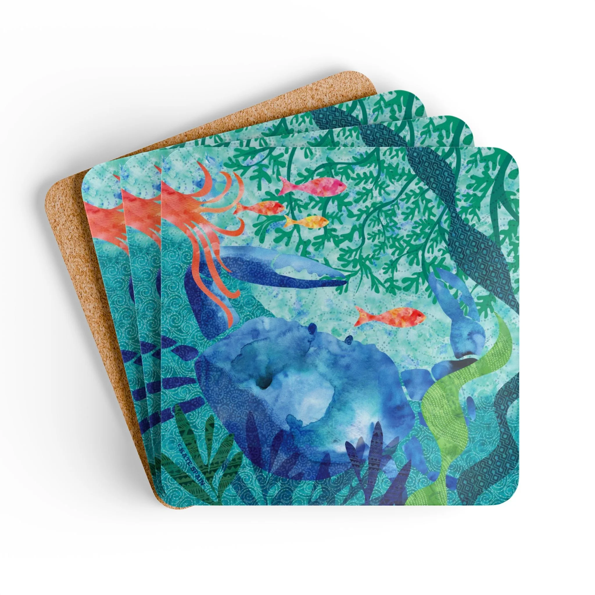 Oceana Crab Cork Coaster Set