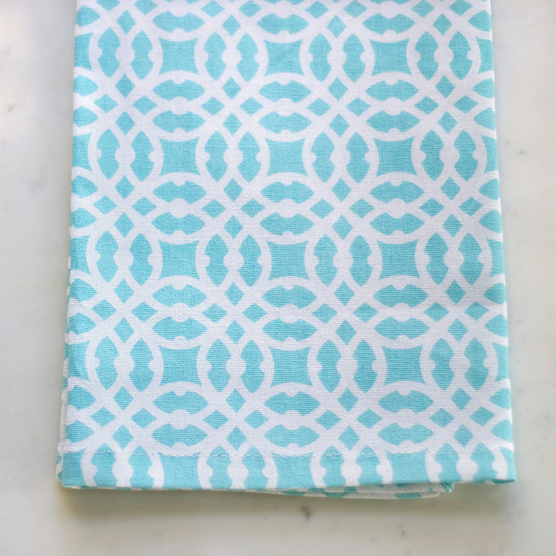 veranda classic geometric aqua kitchen dishtowel tea towel design by Kate Spain