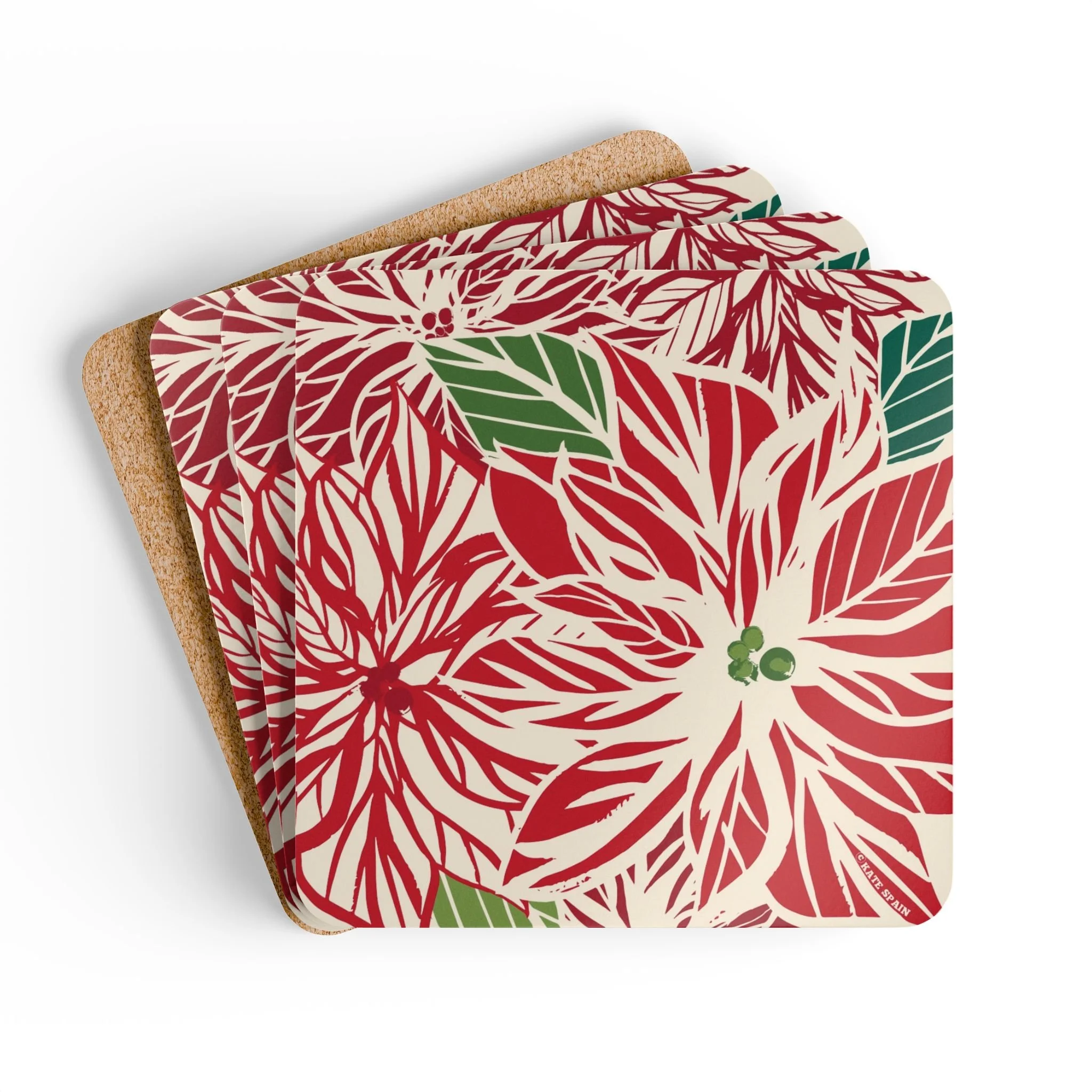 Poinsettia Cork Coasters