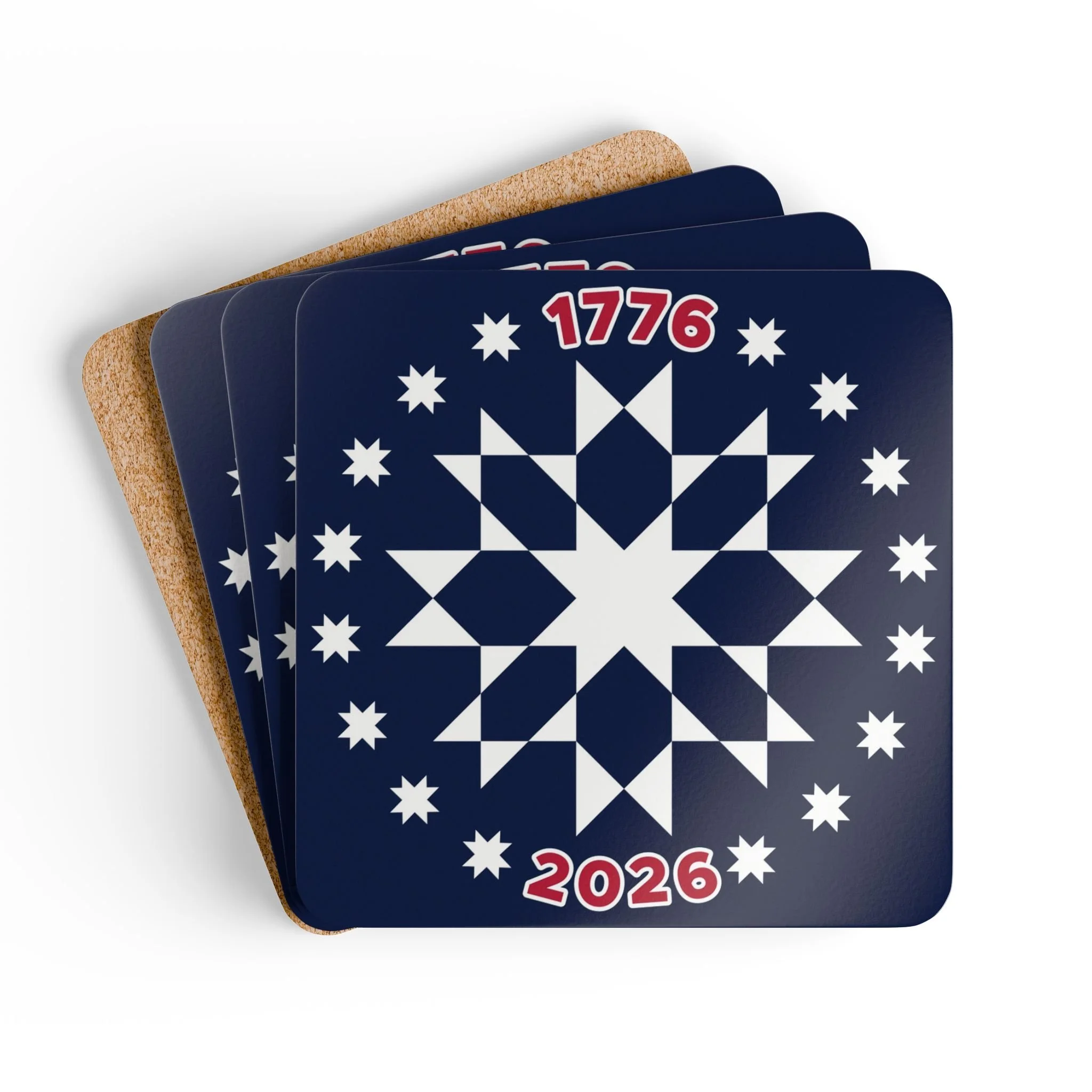 Happy 250th USA Cork Coaster Set