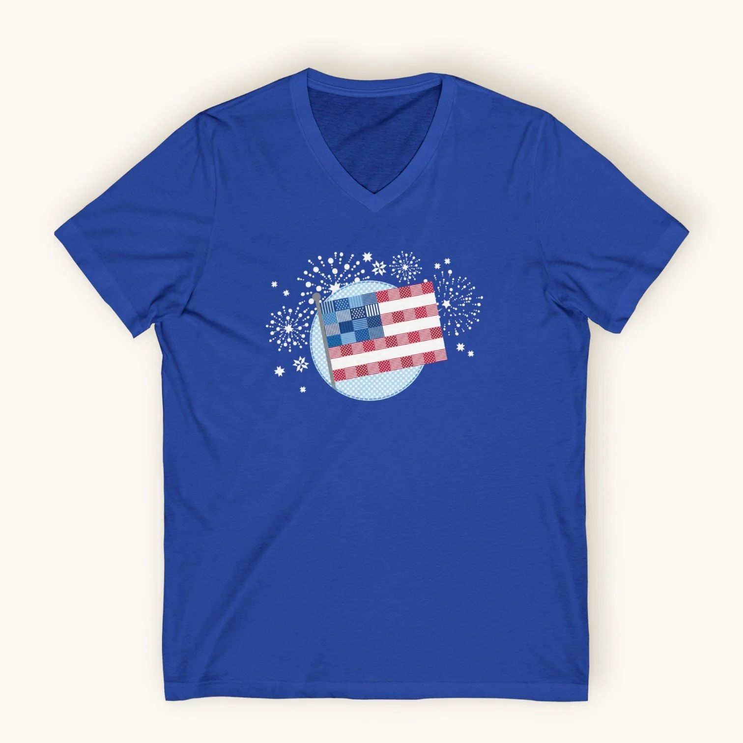 250th Patchwork Flag V-Neck TShirt