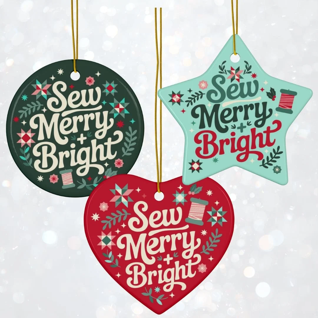 Sew Merry + Bright Porcelain Ornament