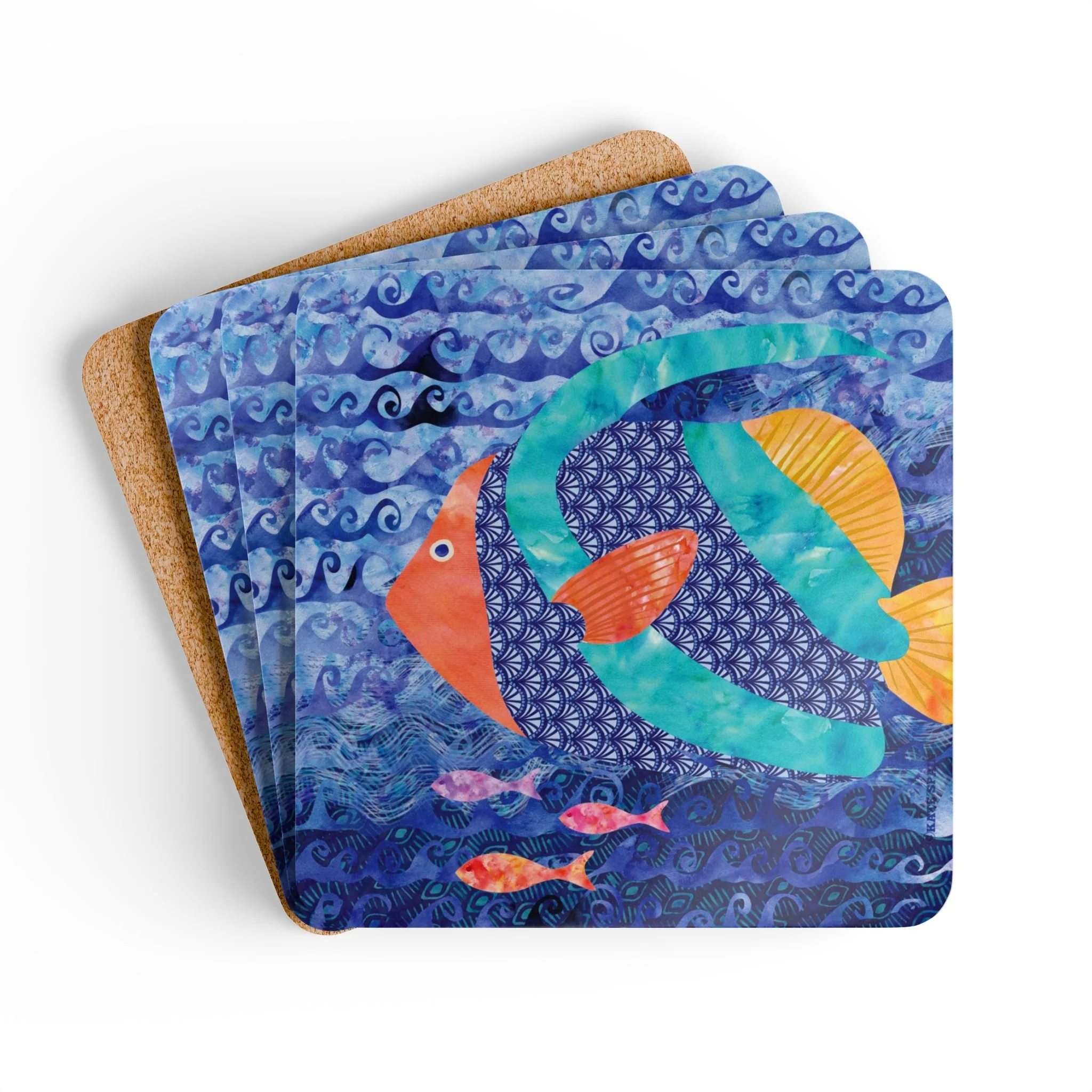 Oceana Fish Cork Coaster Set