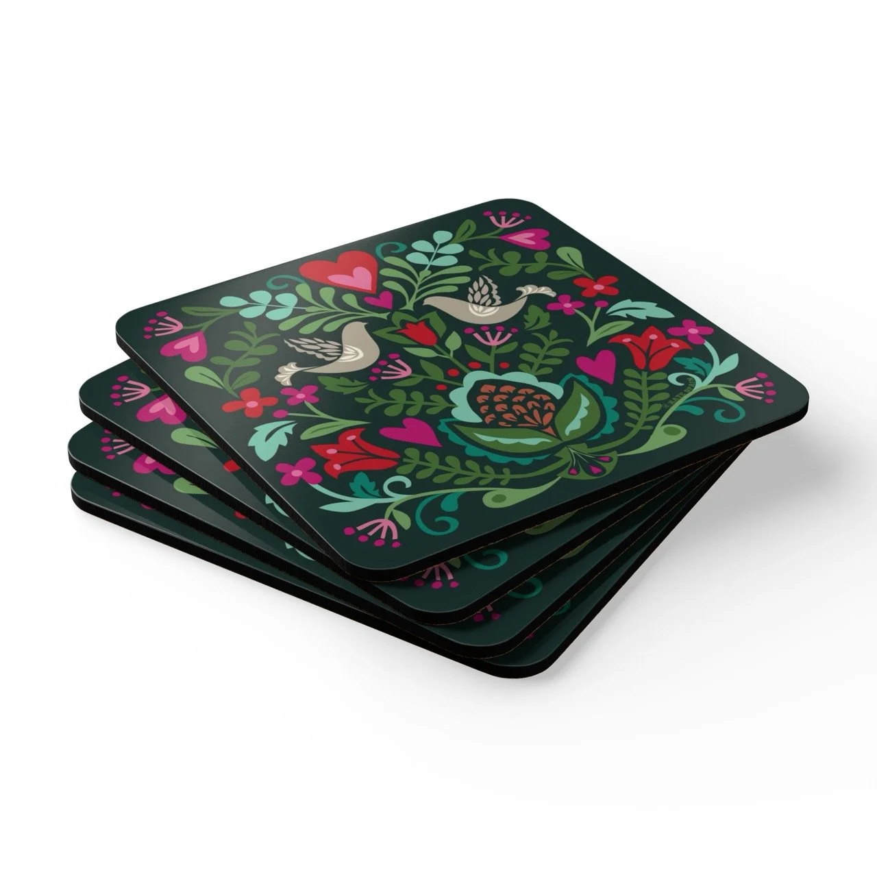 Rosemaling-coasters-Pine-stacked Large.jpeg