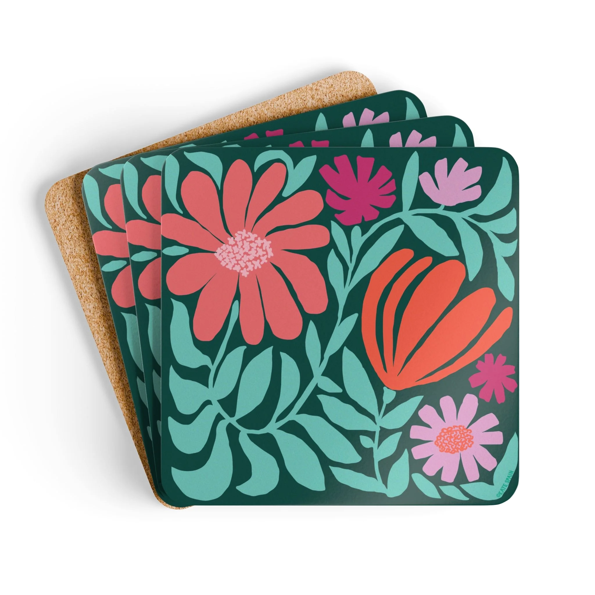 Botanica Floral Cork Coaster Set