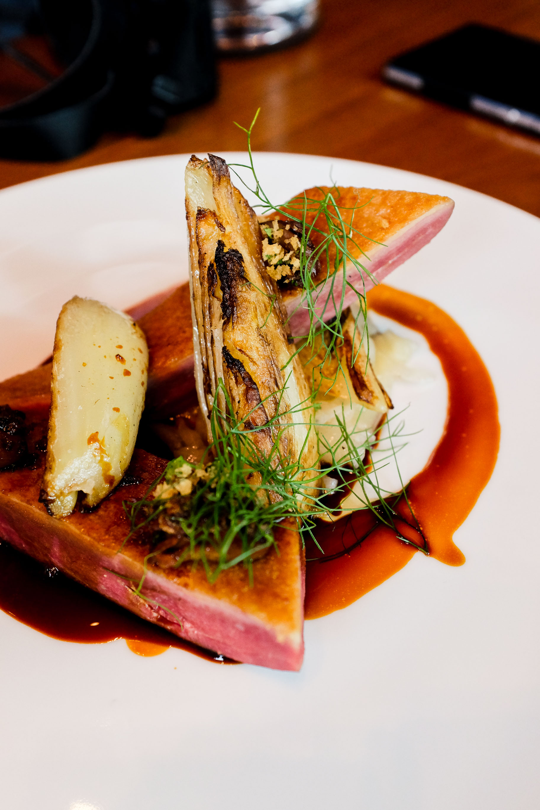 Powdered Duck Breast (c.1670) - Smoked beetroot, grilled red cabbage, umbles & pickled cherries $58.00