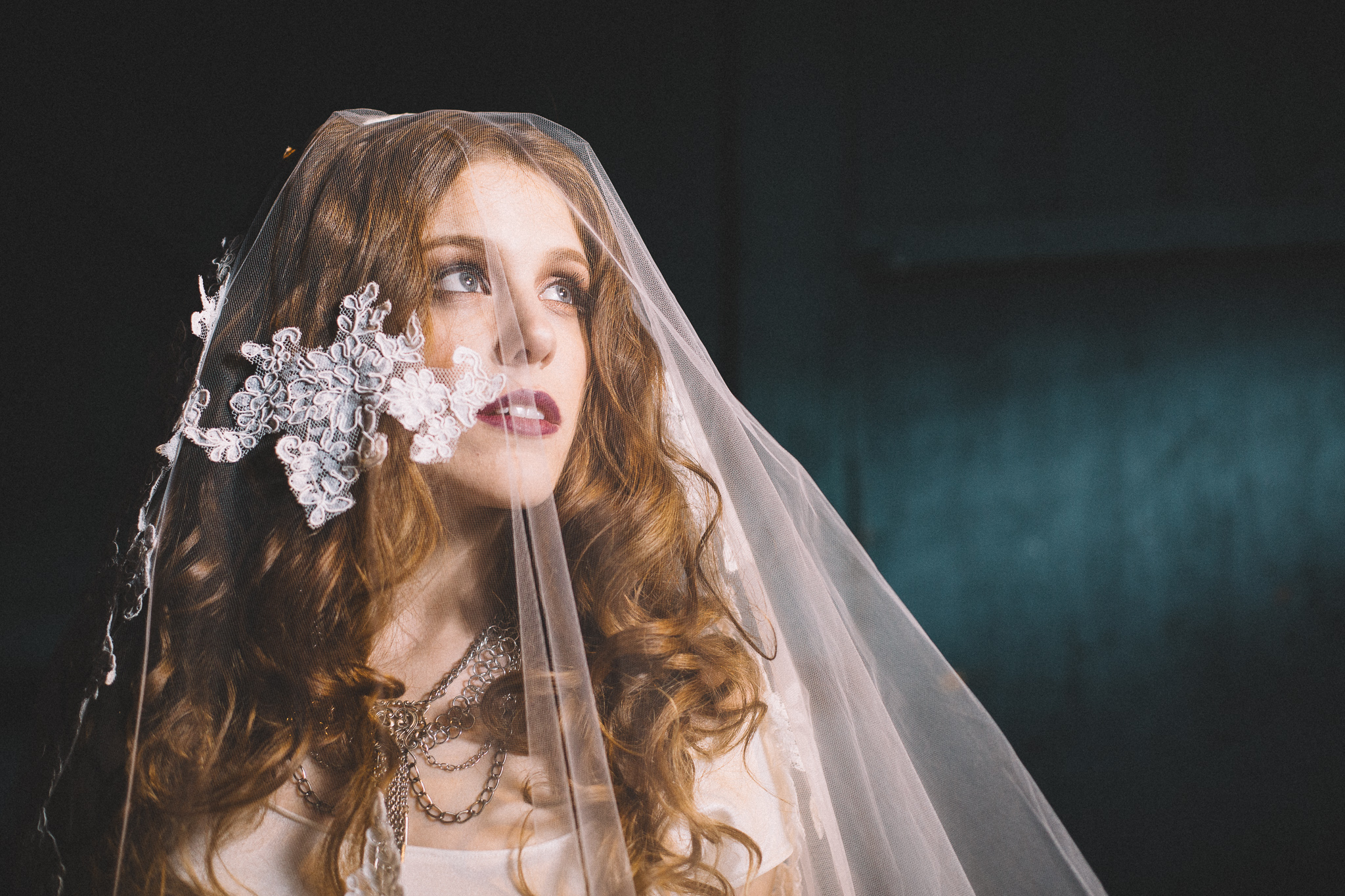 ashley in the serafina lace veil // photo by amanda kolstedt photography // hair by karen of iloveblush // makeup by bayla artistry