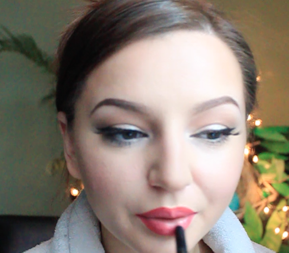 Step 12) Apply a soft pink lipstick for on ombre effect!
