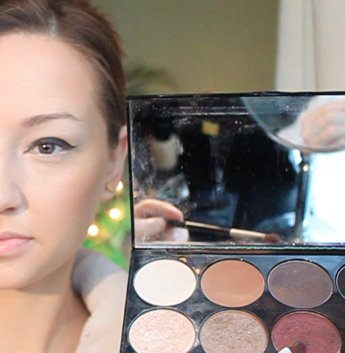 Step 4) Apply a dark red/burgundy shade above the black liner up through the crease (I’m using Motives Element Color Box palette)