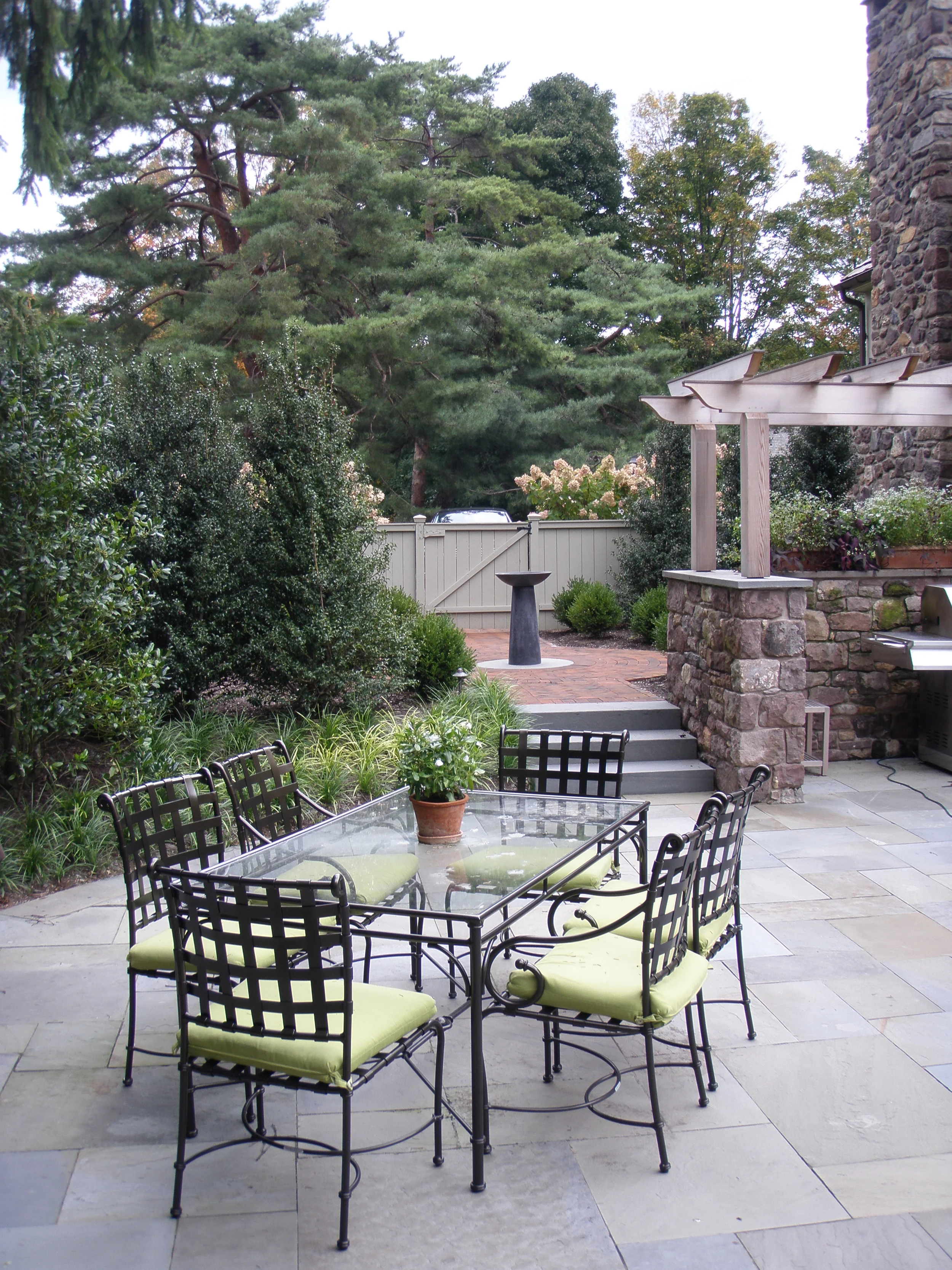 bluestone patio outdoor kitchen arbor
