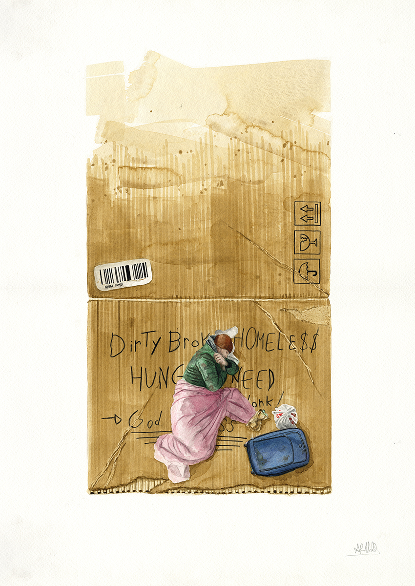 "Handle with care" 2014 Watercolor on paper 24"x18" Available