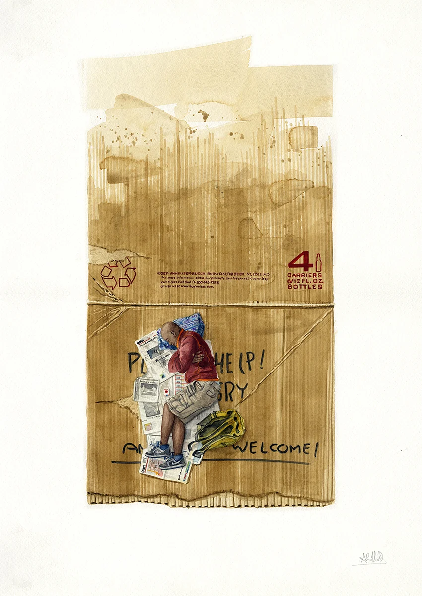 "Keep dry" 2014 Watercolor on paper 24"x18" Available