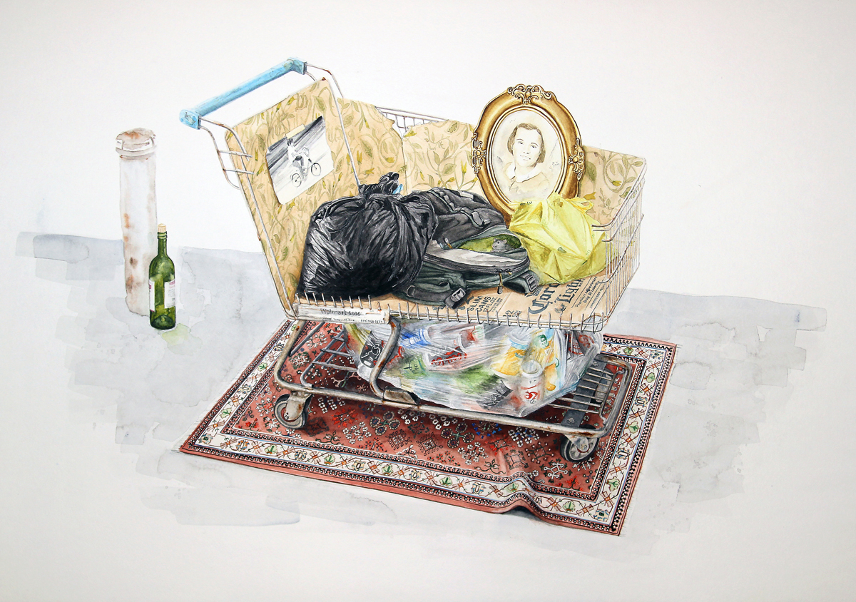 "El recuerdo de los nómades II" 2015 Watercolor on paper 24" x 36" Available at Residency Art Gallery