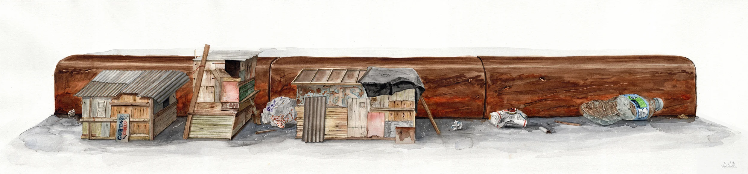 "Marginallia III" 2016 Watercolor on paper 14" x 60" Available