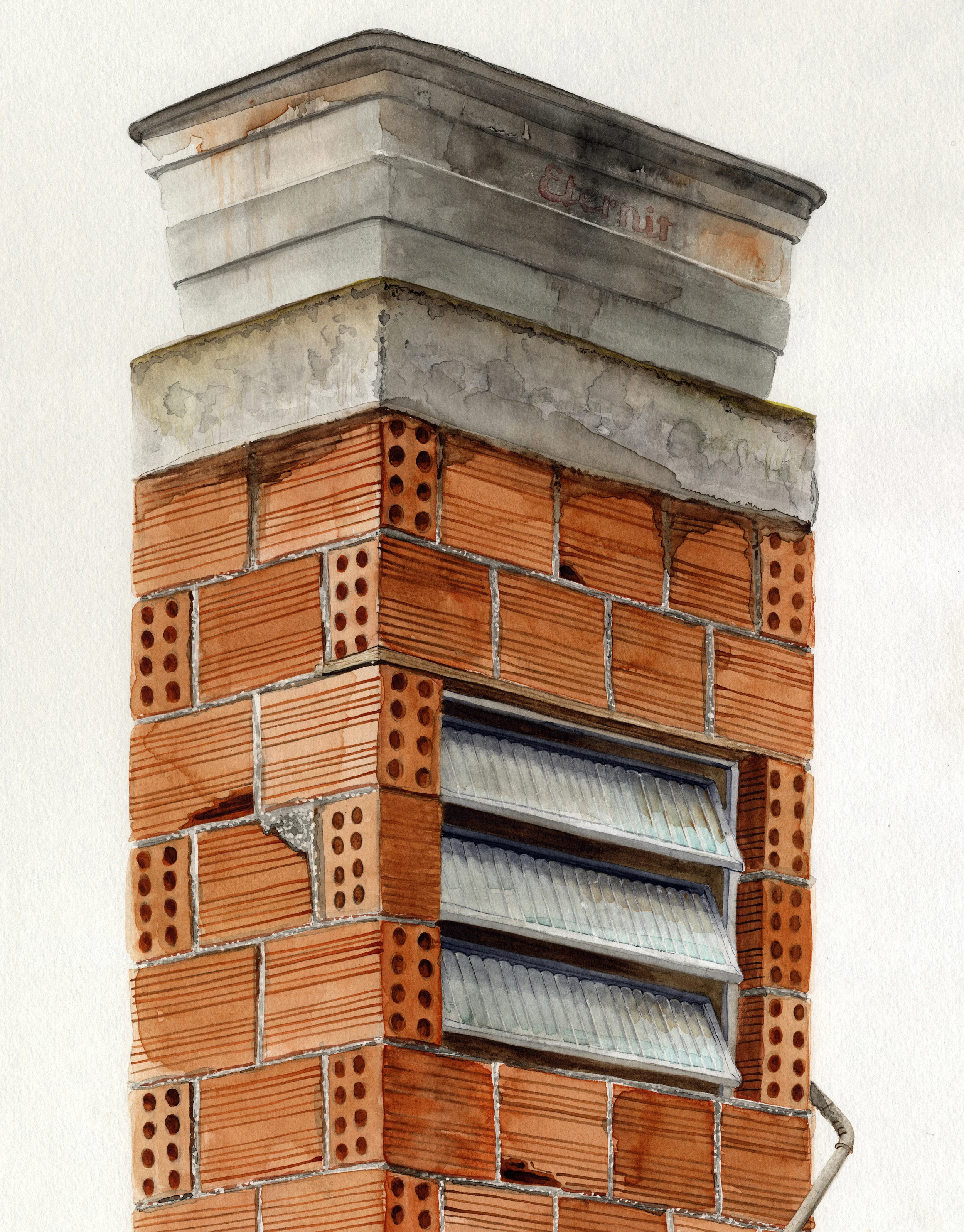 "Camino Real, 783" Detail 03 2016 Watercolor on paper 60" x 15" Available at Thinkspace Gallery