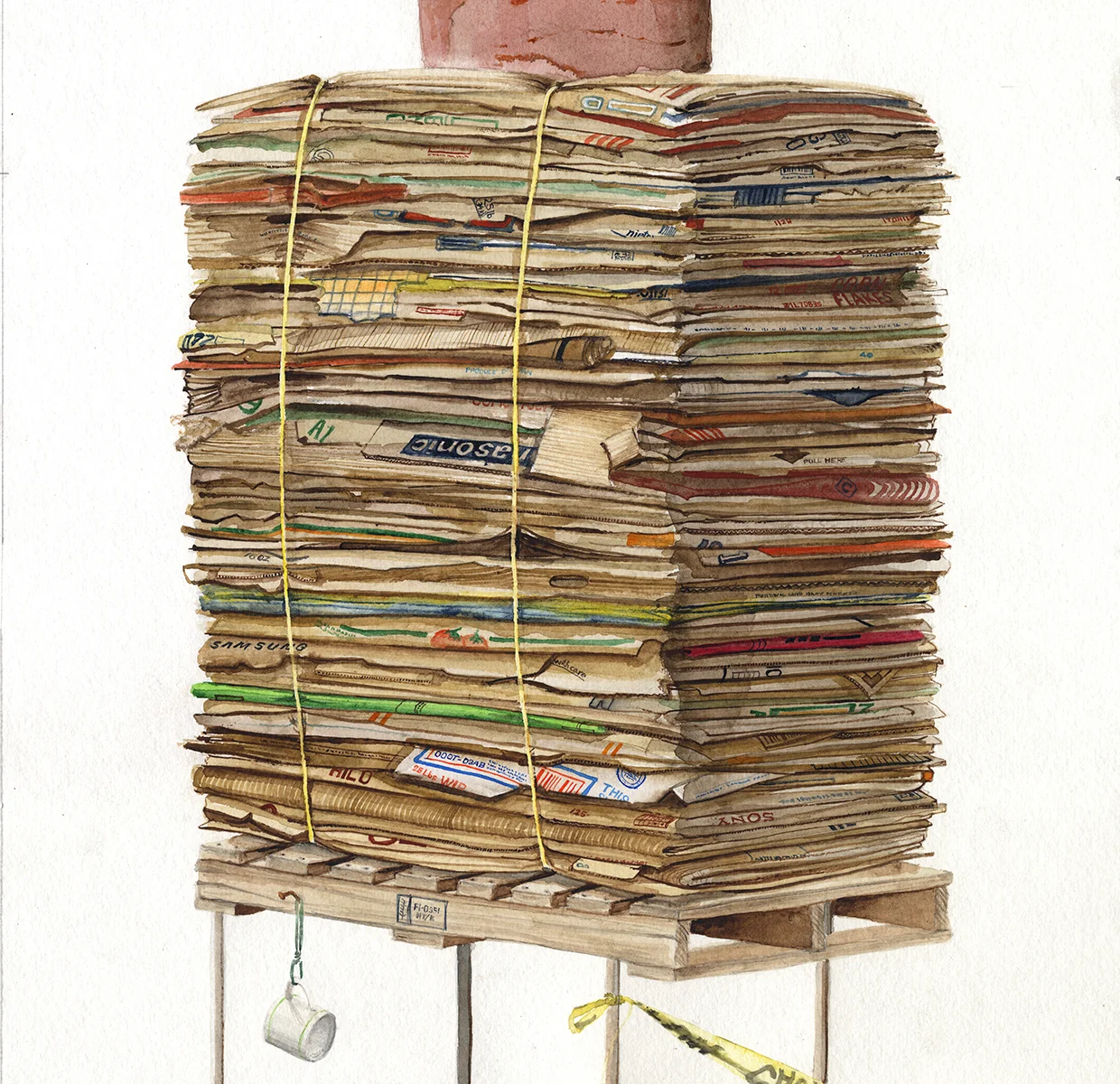 "Kennedy, 297" Detail 02 2016 Watercolor on paper 60" x 15" Available at Thinkspace Gallery