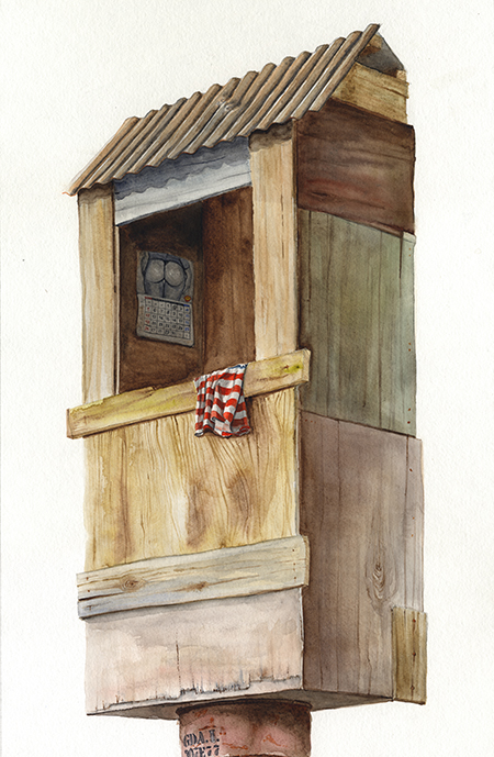 "Kennedy, 297" Detail 03 2016 Watercolor on paper 60" x 15" Available at Thinkspace Gallery