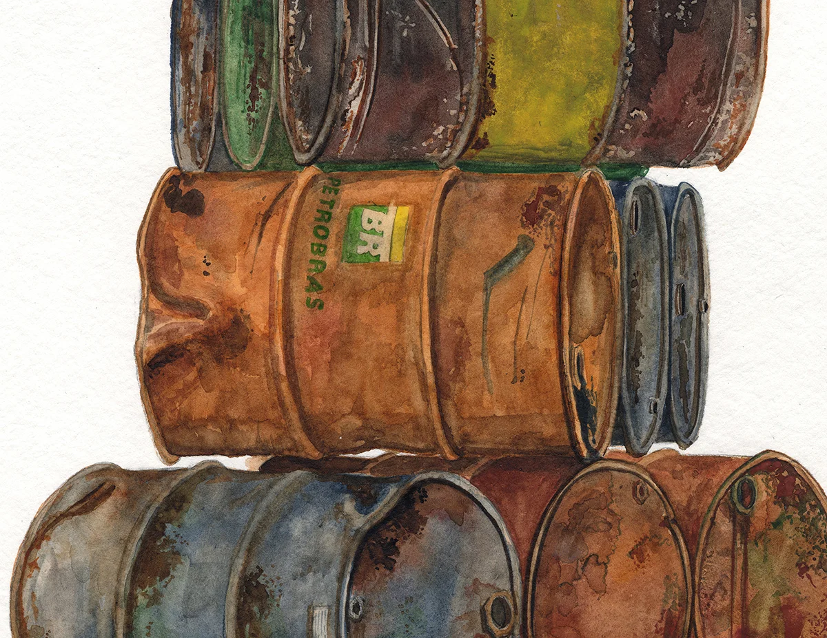 "Crude" Detail 2017 Watercolor on paper 12" x 24" inches