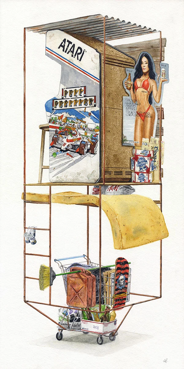 "Coin operated" 2017 Watercolor on paper 12" x 24" inches • SOLD
