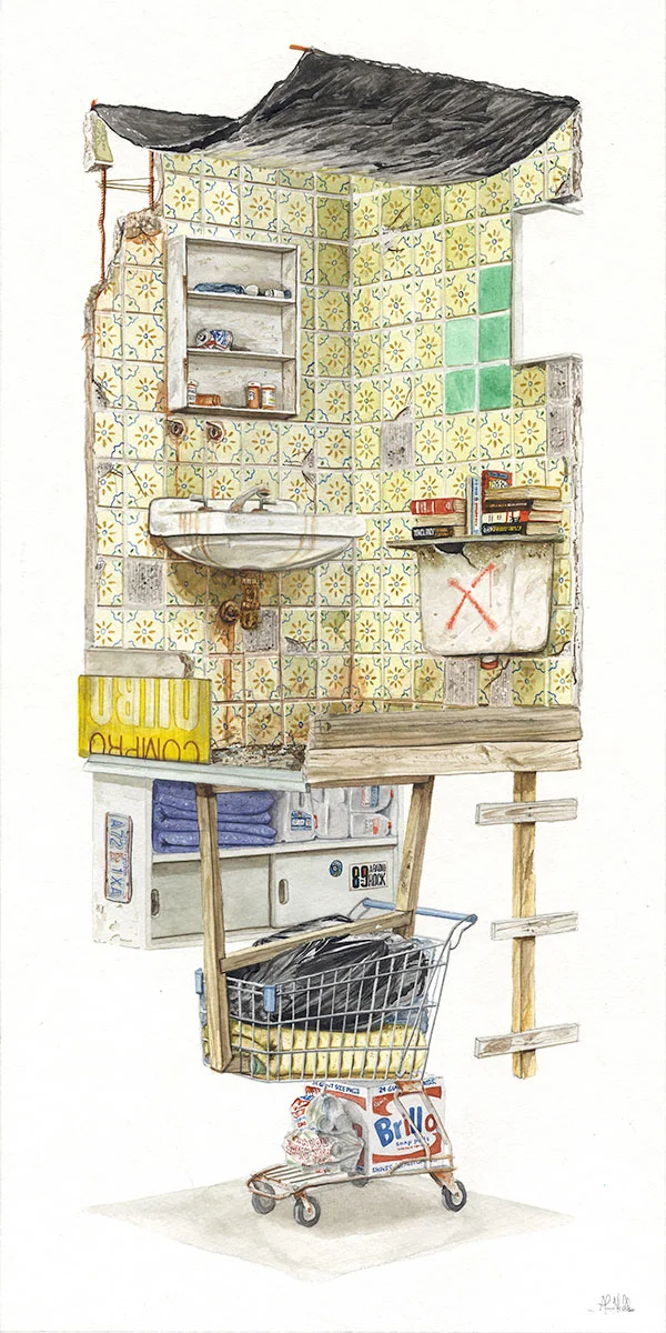 "Breakfast of Champions" 2017 Watercolor on paper 12" x 24" inches • SOLD