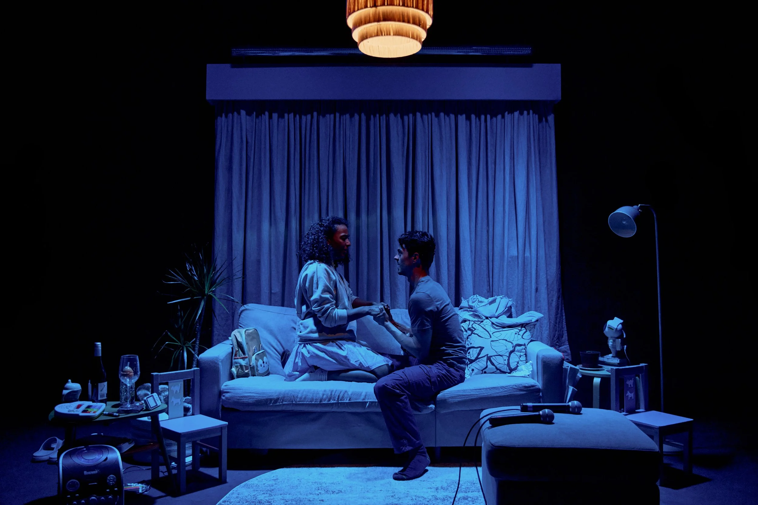 l-r Tia Bannon (Billie) and Jerome Yates (Peter) in _I_m Not Being Funny_ at Bush Theatre.  Photo credit Richard Lakos.-0191.jpg