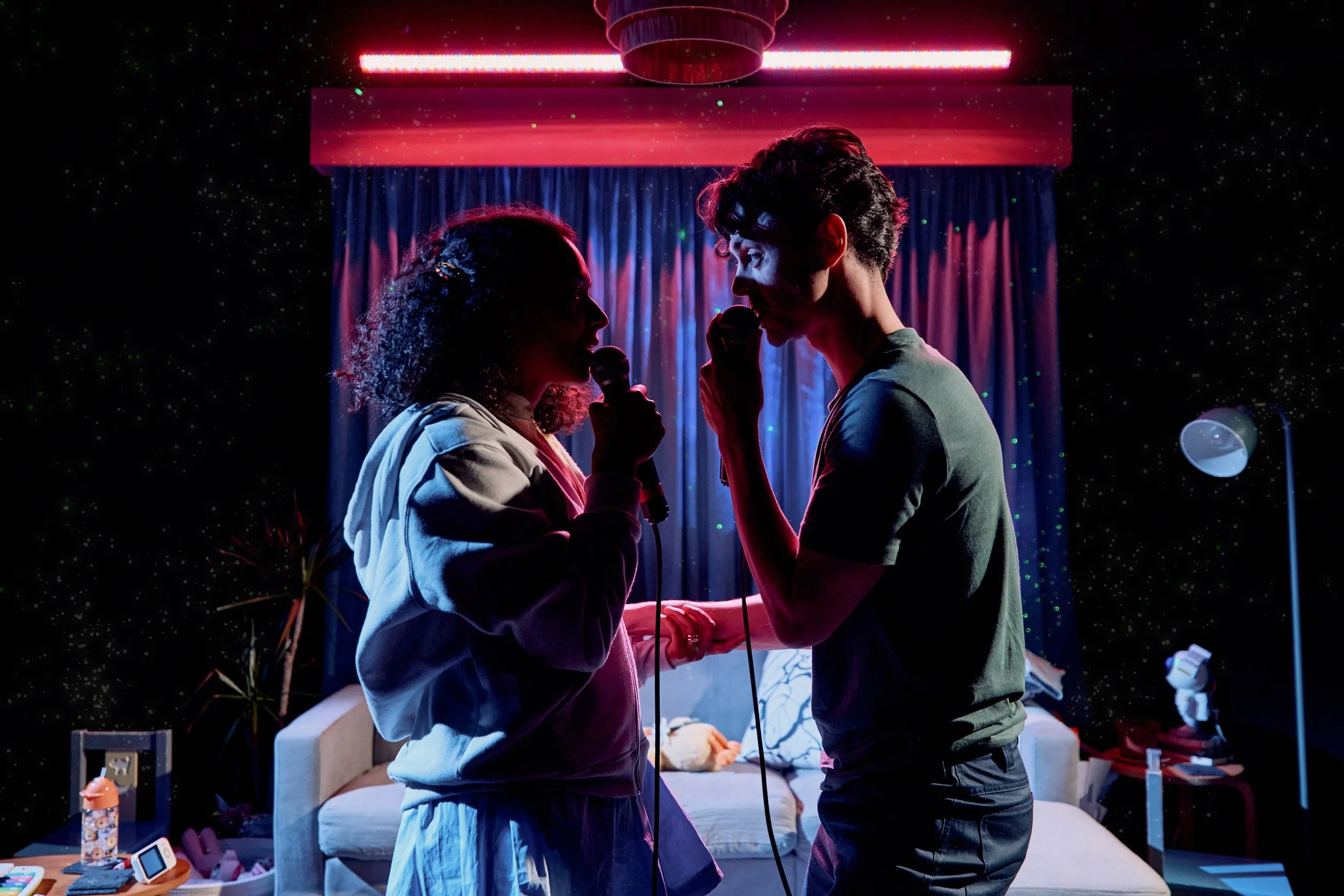 l-r Tia Bannon (Billie) and Jerome Yates (Peter) in _I_m Not Being Funny_ at Bush Theatre.  Photo credit Richard Lakos.-0240.jpg