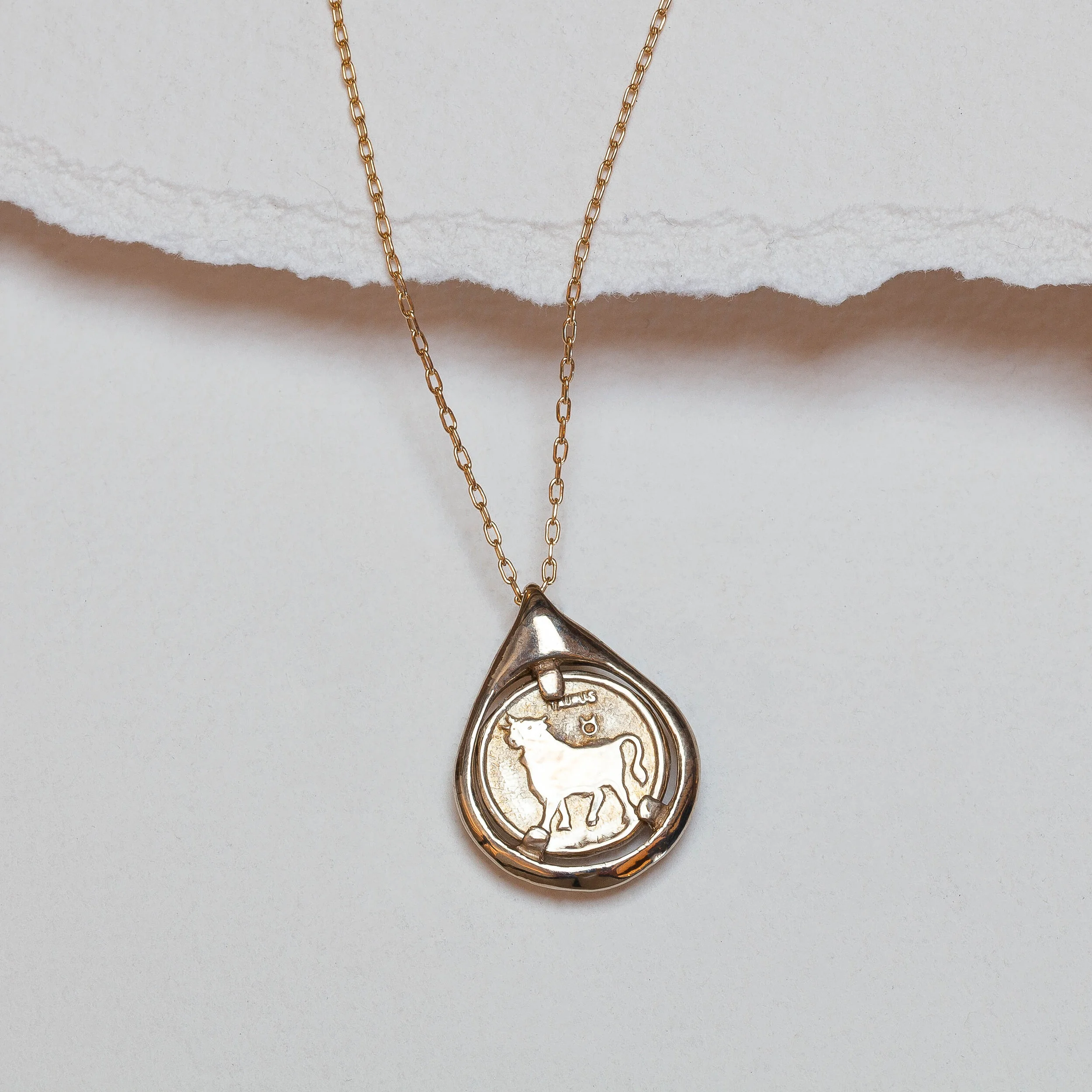 mmddyyyy zodiac tear coin necklace 