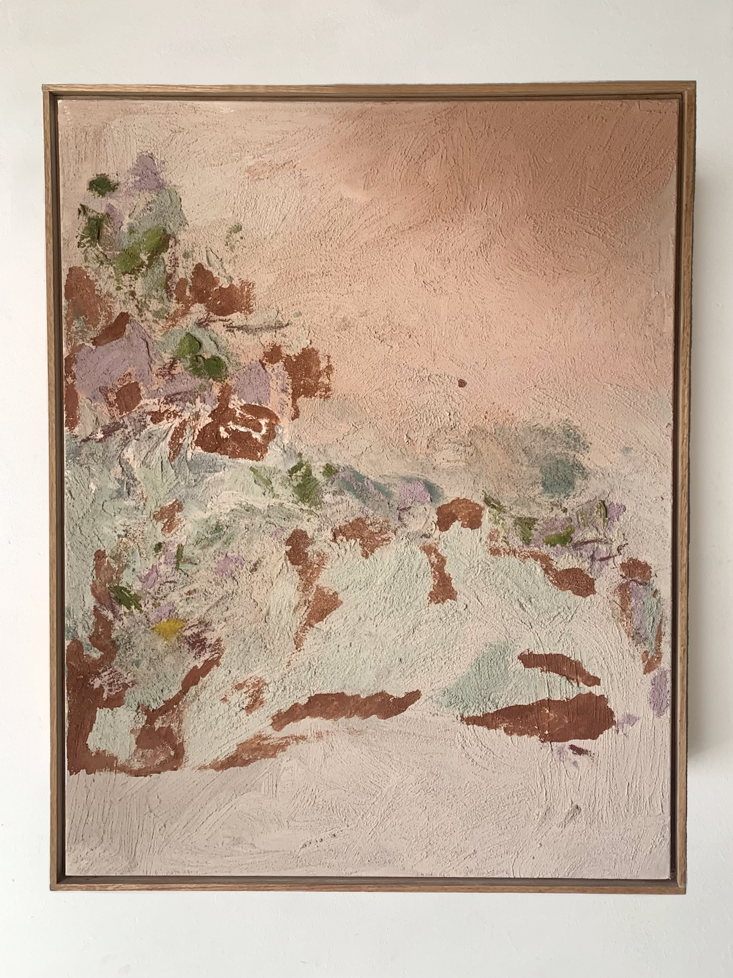   Vintage Garden   21” x 2” x 26” / 2024  plaster and earth pigments on stretched canvas with oak frame 