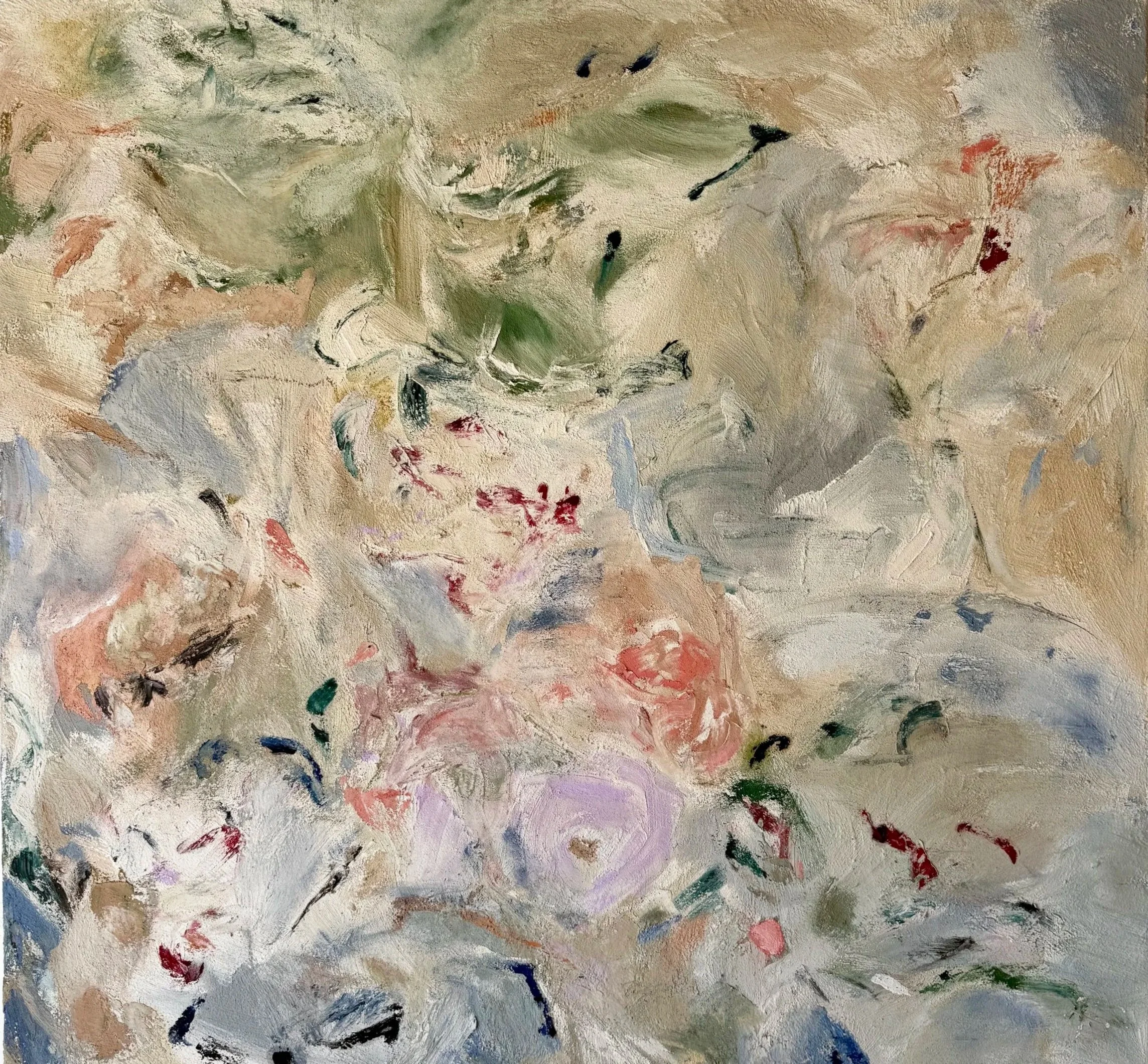 Her Garden 47” x 50” / 2025 Plaster, earth pigments and oil on canvas